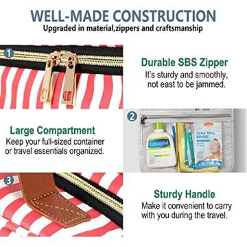 WDLHQC Hanging Travel Toiletry Bag with Hook | Water Proof Zip Bag with 4 Compartments + 2 Outer Zip...
