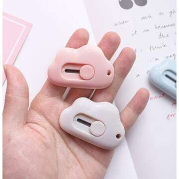 WOIWO 3PCS Mini Cloud Portable Box Cutter Cute Paper Cutter Cutting Paper Blade Office School Supplies Stationery Gift