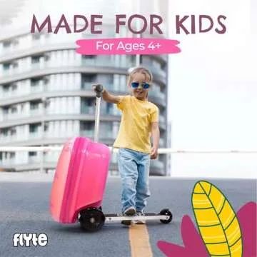 Flyte Fifi the Flamingo Scooter Suitcase - 2-in-1, 18 inch Ride on Suitcase for Kids, 25 Litre Capacity Kids' Luggage on Wheels for Boys and Girls Aged 4+, Rideable Carry on Children's Suitcase