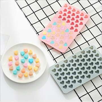 Silicone Molds for Gummies,55 Holes Mini Love Heart Shaped,DIY Chocolate Cupcake Handmade Soap Ice J...
