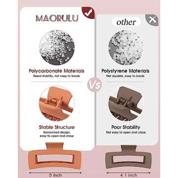 Extra Large Hair Claw Clips for Women - 4 Pack