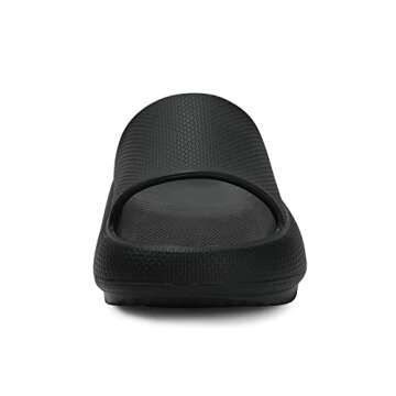 welltree Slides for Women Men Pillow Slippers Non-Slip Bathroom Shower Sandals Soft Thick Sole Indoor and Outdoor Slides,Black,4.5-5.5 Women/3-4 Men
