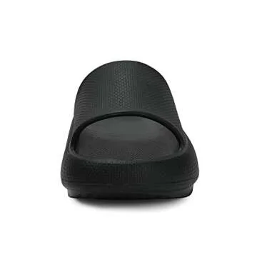 welltree Slides for Women Men Pillow Slippers Non-Slip Bathroom Shower Sandals Soft Thick Sole Indoor and Outdoor Slides,Black,4.5-5.5 Women/3-4 Men