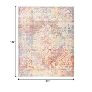 SAFAVIEH Windsor Collection Area Rug - 8' x 10', Cream & Purple, Shabby Chic Boho Distressed Design, Non-Shedding & Easy Care, Ideal for High Traffic Areas in Living Room, Bedroom (WDS303A)