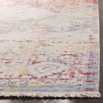 SAFAVIEH Windsor Collection Area Rug - 8' x 10', Cream & Purple, Shabby Chic Boho Distressed Design, Non-Shedding & Easy Care, Ideal for High Traffic Areas in Living Room, Bedroom (WDS303A)