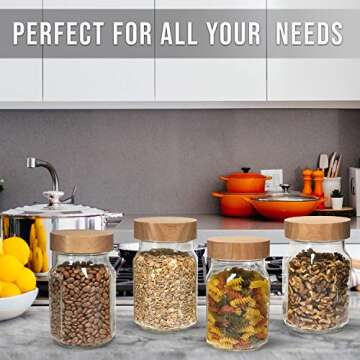 Wooden Mason Jar Lids - 4 Mason Jar Lids Wide Mouth (Rubberwood) - Custom Molded Screw Top Mason Jar Lid Set Compatible Storage Lids for Kerr and Ball Jar Lids by Kitchen Charisma