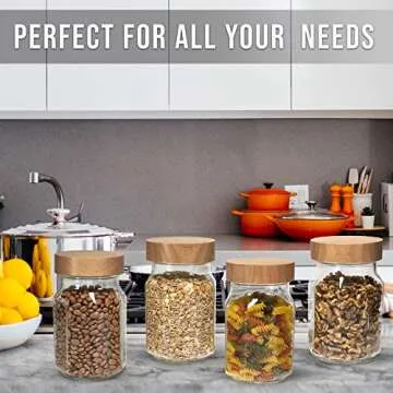 Wooden Mason Jar Lids - 4 Mason Jar Lids Wide Mouth (Rubberwood) - Custom Molded Screw Top Mason Jar Lid Set Compatible Storage Lids for Kerr and Ball Jar Lids by Kitchen Charisma