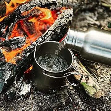 Bestargot Titanium Pot 750ml, Camping French Press, Portable Ultralight Coffee Maker for Campers, Backpackers, Lightweight Hiking, Jungle Survival, Fits Outdoor Stoves