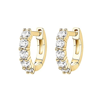 PAVOI 14K Yellow Gold Plated Huggie Cubic Zirconia Earrings