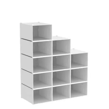 YITAHOME XL Shoe Storage Box, Set of 12 Shoe Storage Lightweight Plastic Organizers Stackable Shoe Storage Box Rack Containers Drawers - White/X-Large Size