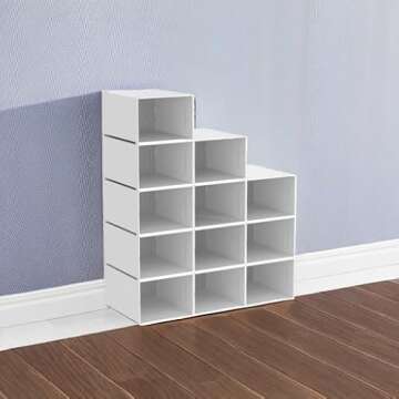 YITAHOME XL Shoe Storage Box, Set of 12 Shoe Storage Lightweight Plastic Organizers Stackable Shoe Storage Box Rack Containers Drawers - White/X-Large Size