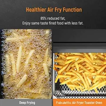Air Fryer Toaster Oven Combo - Fabuletta 10-in-1 Countertop Convection Oven 1800W, Flip Up & Away Capability for Storage Space, Oil-Less Fit 12" Pizza, 9 Slices Toast, 5 Accessories (30L Black)