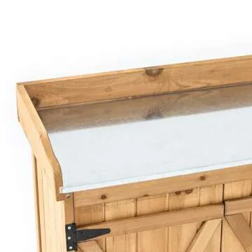 TAKUKA Outdoor Wooden Potting Bench with Wheels and Storage