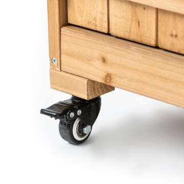 TAKUKA Outdoor Wooden Potting Bench with Wheels and Storage