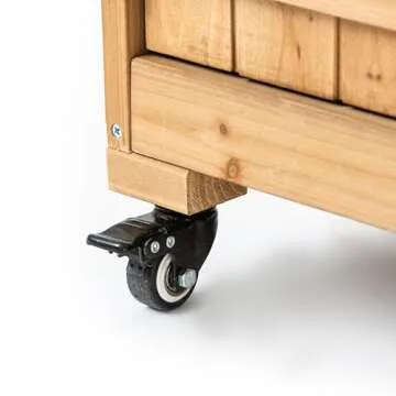 TAKUKA Outdoor Wooden Potting Bench with Wheels and Storage