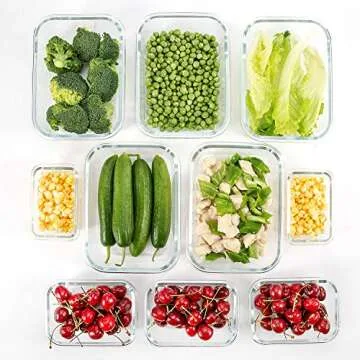 Glass Food Storage Containers with Airtight Lids (10-Pack) - Glass Lunch Containers - Meal Prep Containers for Kitchen, Home Use