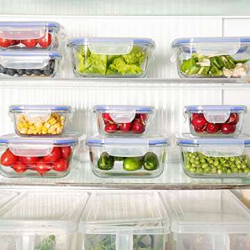 Glass Food Storage Containers with Airtight Lids (10-Pack) - Glass Lunch Containers - Meal Prep Containers for Kitchen, Home Use