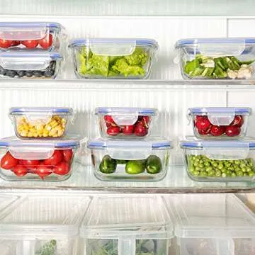 Glass Food Storage Containers with Airtight Lids (10-Pack) - Glass Lunch Containers - Meal Prep Containers for Kitchen, Home Use