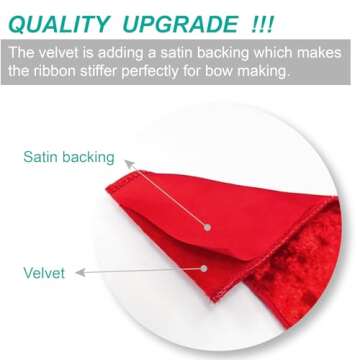 Red Velvet Ribbon 2.5 Inch x 10 Yards for Christmas Tree Topper Home Decoration Wreath Gift Wrapping...