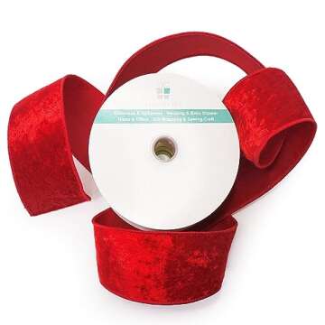 Red Velvet Ribbon 2.5 Inch x 10 Yards for Christmas Tree Topper Home Decoration Wreath Gift Wrapping DIY Craft