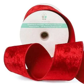 Red Velvet Ribbon 2.5 Inch x 10 Yards for Christmas Tree Topper Home Decoration Wreath Gift Wrapping DIY Craft