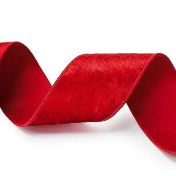 Red Velvet Ribbon 2.5 Inch x 10 Yards for Christmas Tree Topper Home Decoration Wreath Gift Wrapping DIY Craft