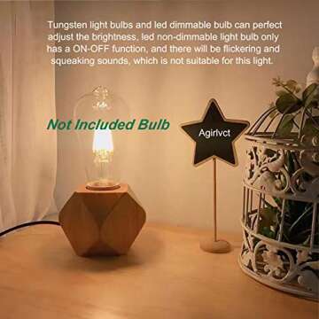 Agirlvct Edison Bulb Table Lamp,Dimmable Wood Small Lamp Base,Natural Desk Lamps,Industrial Nightstand Bedside Bed Night Light, Boho Decor Birthday Gift for Living Room Bedroom Decor Hotel Coffee