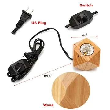 Agirlvct Edison Bulb Table Lamp,Dimmable Wood Small Lamp Base,Natural Desk Lamps,Industrial Nightstand Bedside Bed Night Light, Boho Decor Birthday Gift for Living Room Bedroom Decor Hotel Coffee