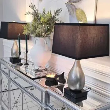 ROTTOGOON Table Lamps Set of 2 with USB A+C Ports, 22.5" Modern Bedside Lamps, 3-Color Temperature Classy NightstandLamp with Black Rectangular Shadefor Living Room, Bedroom(LED Bulbs Included)