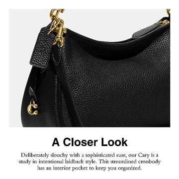 COACH Soft Pebble Leather Cary Crossbody Bag - Effortless Style in Black