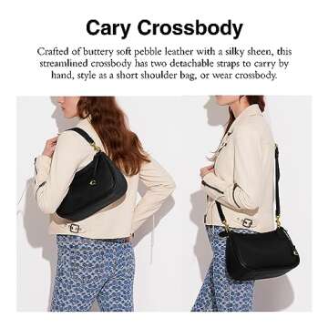 Luxury COACH Cary Soft Pebble Leather Crossbody Bag