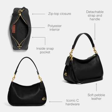 Luxury COACH Cary Soft Pebble Leather Crossbody Bag