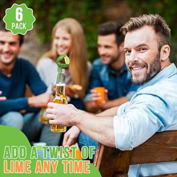 HeadLimes Clip-On Citrus Squeezer, Fun Novelty Party Gift, Adult Party Favors, Corona Beer, Lime for Drinks, Handheld Juicer, Bar Accessories and Decor (6-Pack, Lime)