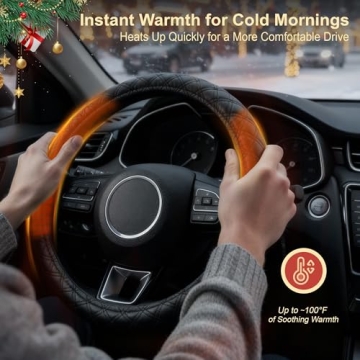 Heated Steering Wheel Cover – Fast Heating PU Leather Universal Fit for All Vehicles