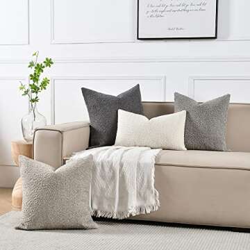 Sunkifover Textured Boucle Pillow Covers 12x20 Inches, Decorative Neutral Pillowcase Rectangular Cushion Cover for Sofa, Couch, Bed, Bedroom, Living Room, Home Decro White.