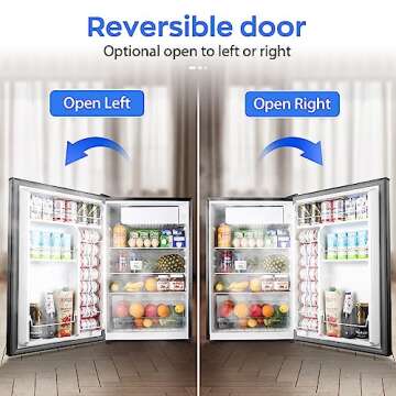 Upstreman 4.5 Cu.Ft Mini Fridge with Freezer, Single Door Small Refrigerator, Adjustable Thermostat, Low noise, Energy-efficient, Compact Refrigerator for Dorm, Office, Bedroom, Silver-SR45