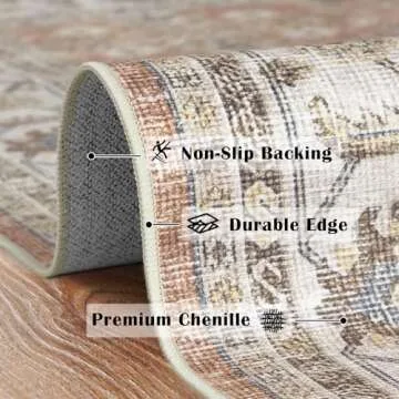 jinchan Runner Rug 2x6 Hallway Washable Vintage Rug Traditional Kitchen Runner Retro Floor Cover Thin Distressed Floral Print Carpet Indoor Mat Bathroom Bedroom Living Room Brick Red