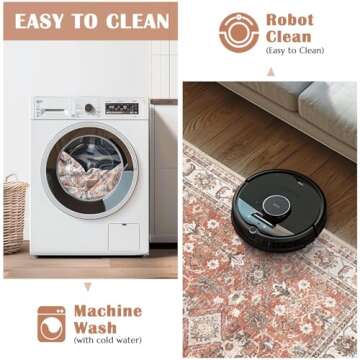 jinchan Runner Rug 2x6 Hallway Washable Vintage Rug Traditional Kitchen Runner Retro Floor Cover Thin Distressed Floral Print Carpet Indoor Mat Bathroom Bedroom Living Room Brick Red