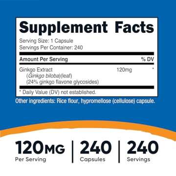 Nutricost Ginkgo Biloba 120mg, 240 Capsules - Extra Strength Ginkgo Biloba Extract - Gluten Free & N...
