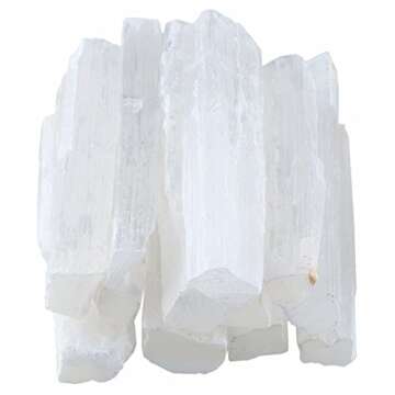 Rockcloud 2.8-3.7" Plaster Natural Rough Selenite Sticks Chakra Healing Stone Specimen Pack of 5