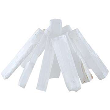 Rockcloud 2.8-3.7" Plaster Natural Rough Selenite Sticks Chakra Healing Stone Specimen Pack of 5