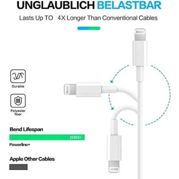 RCTech USB C to Lightning Cable 3Pack 6FT [MFi Certified] iPhone Fast Charger Cable USB-C Power Delivery Charging Cord for iPhone 14/13/12/11/XS/XR/X/8/iPad, White