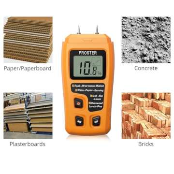 Proster Wood Moisture Meter - Digital Moisture Detector Moisture Tester, Pin-Type Moisture Detector Damp Tester for Wood Firewood Paper Floor