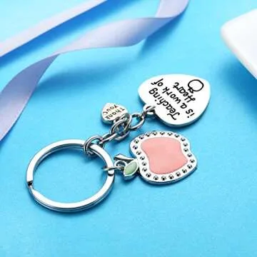 Teacher Appreciation Gift for Women, 3PCs Teacher Keychain Set, Jewelry Gift for Teachers, Birthday Gift for Teacher Gifts From Students (Style A)
