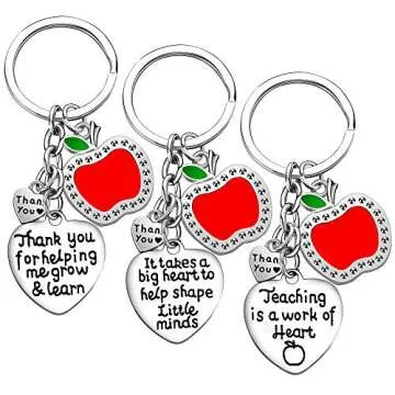 Teacher Appreciation Gift for Women, 3PCs Teacher Keychain Set, Jewelry Gift for Teachers, Birthday Gift for Teacher Gifts From Students (Style A)