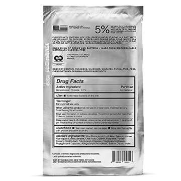 Body Wipes by Bravo Sierra - 10 Individually Wrapped Extra Thick Biodegradable Shower Wipes with Alo...