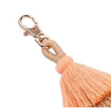 2 Pieces Colorful Bohemian Tassels Key Chain Charm Bag Pendant Keychain Car Accessories(18)