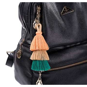 2 Pieces Colorful Bohemian Tassels Key Chain Charm Bag Pendant Keychain Car Accessories(18)