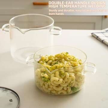 Glass Simmer Pot 1.8L, Heat-Resistant Cooking Cookware