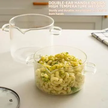 Glass Simmer Pot 1.8L, Heat-Resistant Cooking Cookware